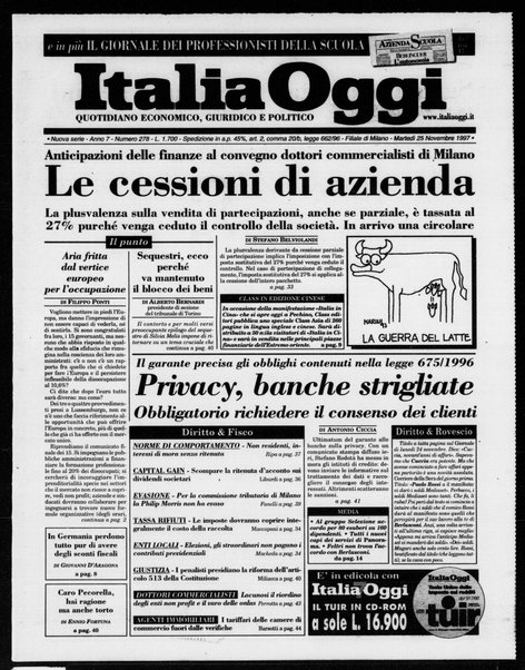 Italia oggi : quotidiano di economia finanza e politica